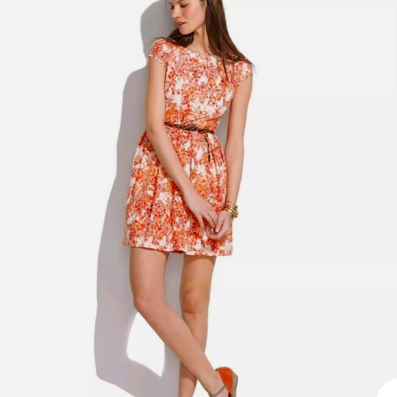 *Relisted* Madewell Women's Orange Floral Watercolor Painted Lacebloom Dress 6 - Picture 5 of 14